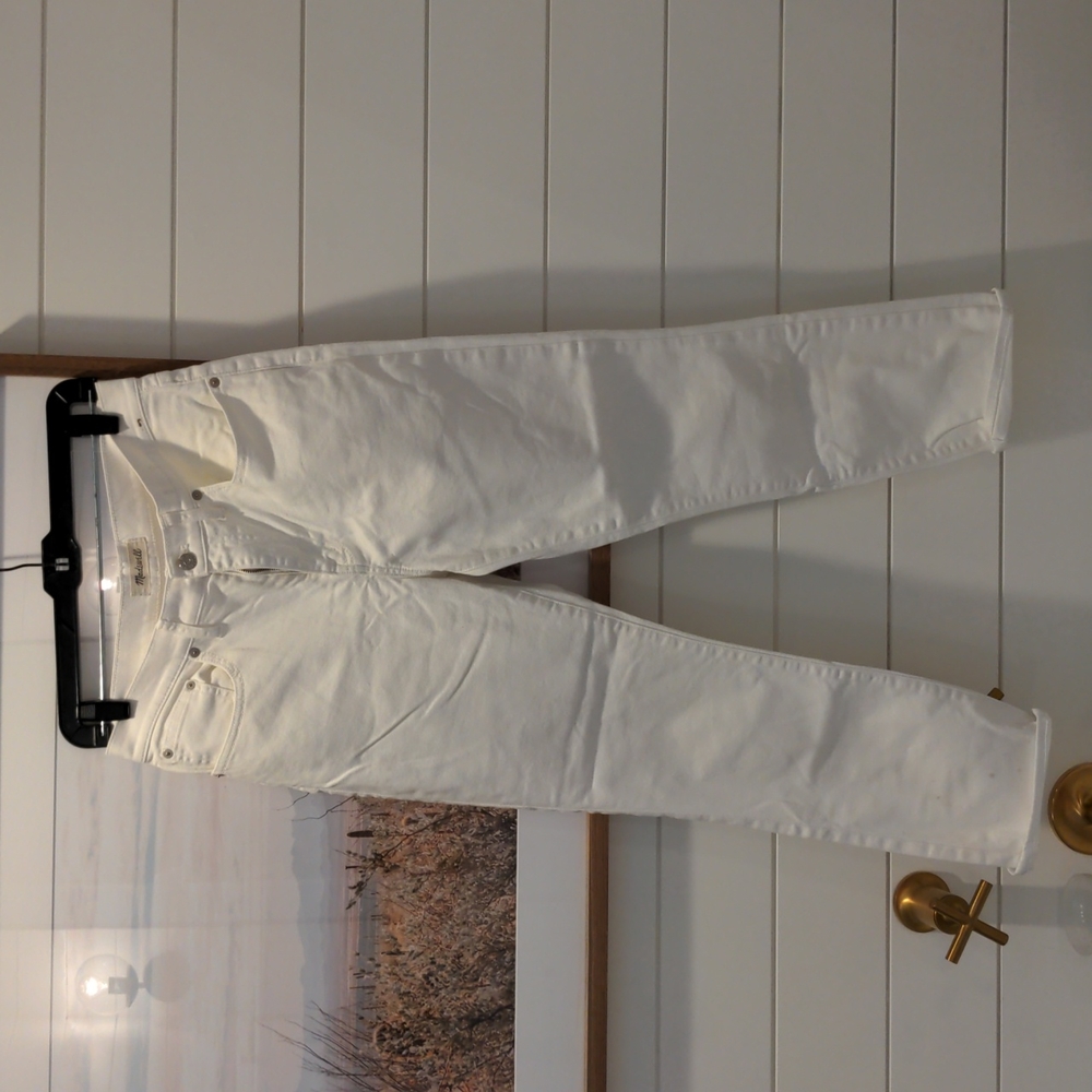 Madewell white straight crop jeans